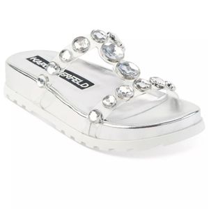 KARL LAGERFELD BELINDA RHINESTONE EMBELLISHED WOMEN'S SANDALS CLEARANCE CLOSEOUT